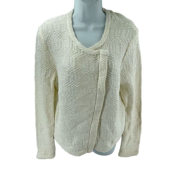 Loft cream jacket boho shacket chunky knit moto angle zip large - Picture 10 of 16